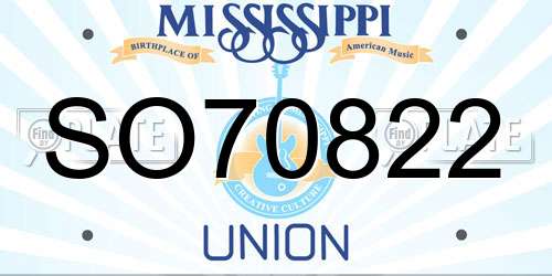 SO70822 Mississippi License Plate
