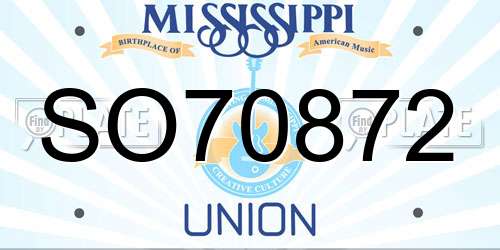 SO70872 Mississippi License Plate