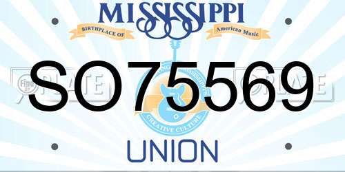 SO75569 Mississippi License Plate