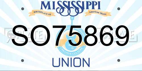 SO75869 Mississippi License Plate