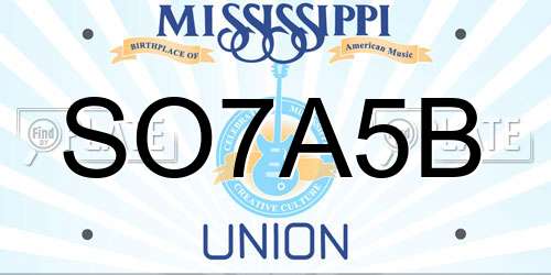 SO7A5B Mississippi License Plate