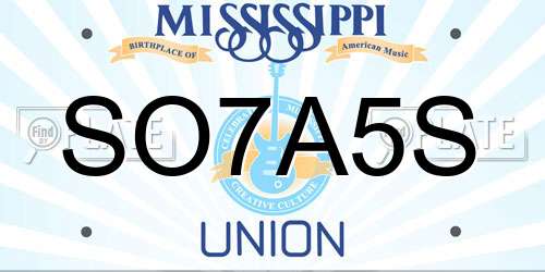 SO7A5S Mississippi License Plate