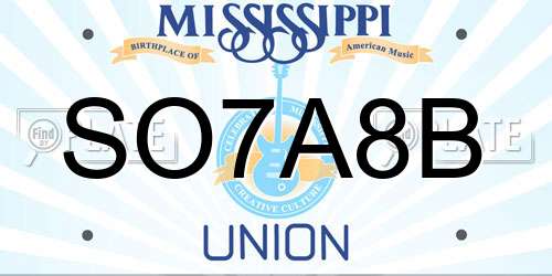 SO7A8B Mississippi License Plate