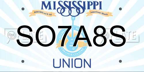 SO7A8S Mississippi License Plate