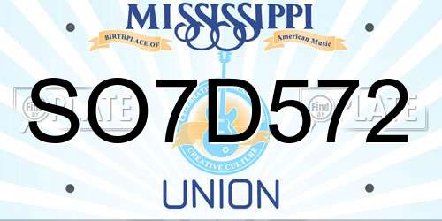 SO7D572 Mississippi License Plate