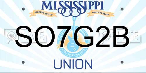 SO7G2B Mississippi License Plate