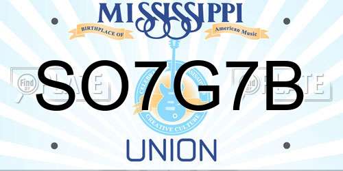 SO7G7B Mississippi License Plate