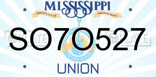 SO7O527 Mississippi License Plate