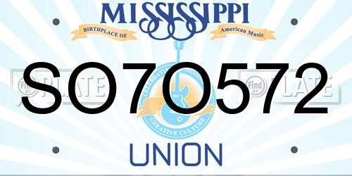 SO7O572 Mississippi License Plate
