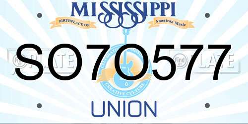 SO7O577 Mississippi License Plate