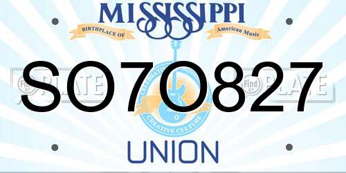 SO7O827 Mississippi License Plate