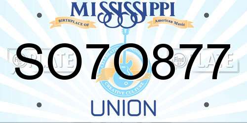 SO7O877 Mississippi License Plate