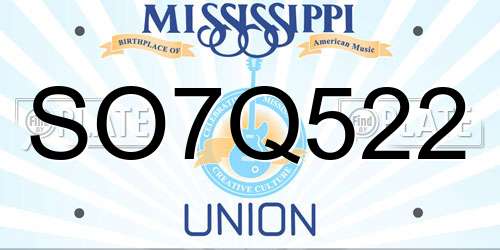SO7Q522 Mississippi License Plate