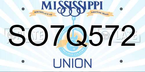 SO7Q572 Mississippi License Plate
