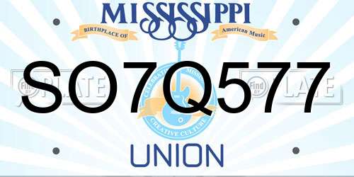 SO7Q577 Mississippi License Plate