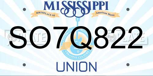 SO7Q822 Mississippi License Plate