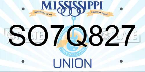 SO7Q827 Mississippi License Plate