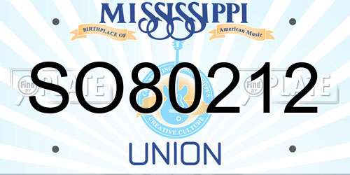 SO80212 Mississippi License Plate