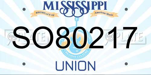 SO80217 Mississippi License Plate