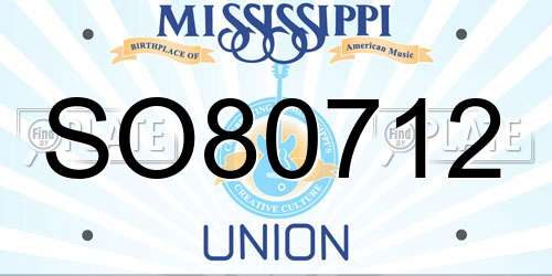 SO80712 Mississippi License Plate