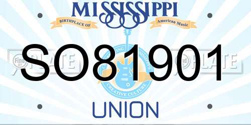SO81901 Mississippi License Plate