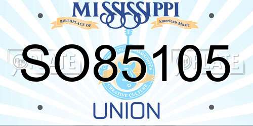 SO85105 Mississippi License Plate