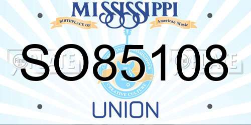 SO85108 Mississippi License Plate