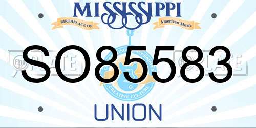 SO85583 Mississippi License Plate