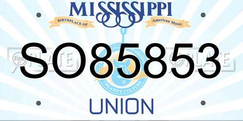 SO85853 Mississippi License Plate