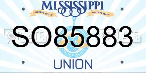 SO85883 Mississippi License Plate