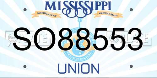 SO88553 Mississippi License Plate