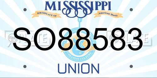 SO88583 Mississippi License Plate