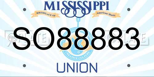 SO88883 Mississippi License Plate