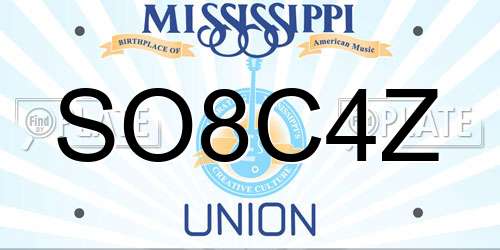 SO8C4Z Mississippi License Plate
