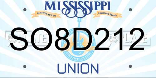 SO8D212 Mississippi License Plate