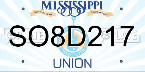 SO8D217 Mississippi License Plate