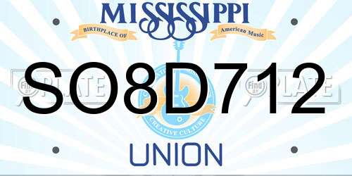 SO8D712 Mississippi License Plate