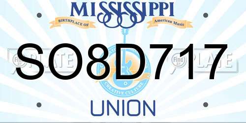 SO8D717 Mississippi License Plate