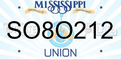 SO8O212 Mississippi License Plate