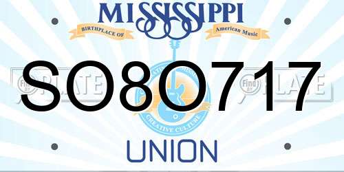 SO8O717 Mississippi License Plate