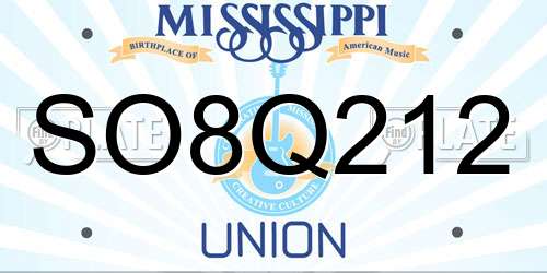SO8Q212 Mississippi License Plate