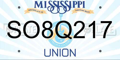 SO8Q217 Mississippi License Plate