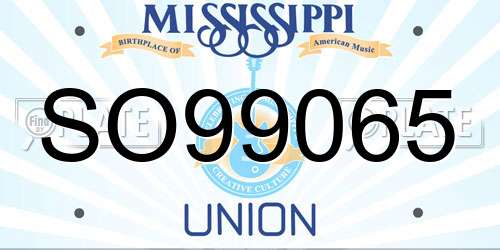 SO99065 Mississippi License Plate
