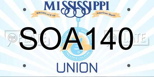 SOA140 Mississippi License Plate
