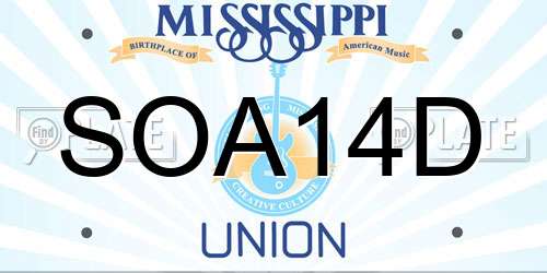 SOA14D Mississippi License Plate