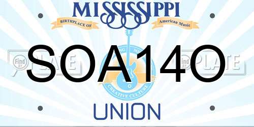 SOA14O Mississippi License Plate