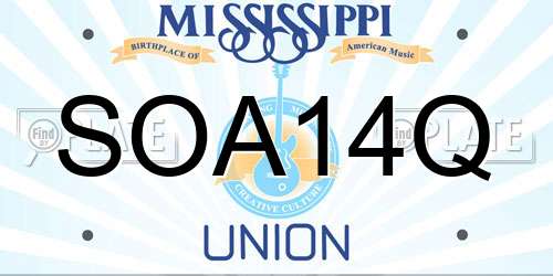 SOA14Q Mississippi License Plate