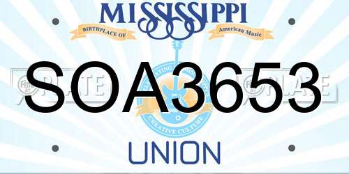 SOA3653 Mississippi License Plate