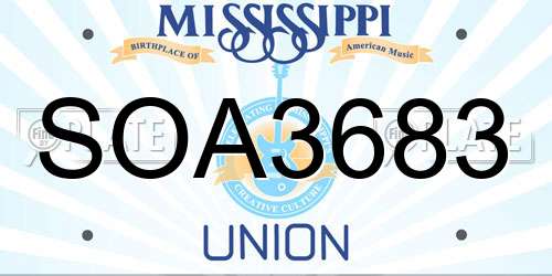 SOA3683 Mississippi License Plate