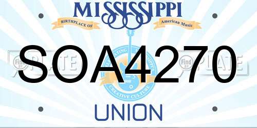 SOA4270 Mississippi License Plate